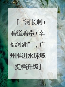 “河长制+碧道碧带+幸福河湖”，广州推进水环境提档升级