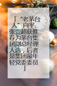 “老茅台人”向平、张贵超获推荐为茅台集团副总经理人选，后者是集团最年轻党委委员