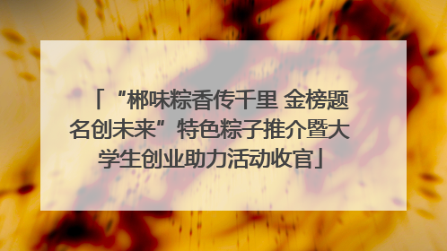 “郴味粽香传千里 金榜题名创未来”特色粽子推介暨大学生创业助力活动收官