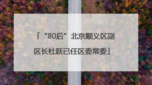 “80后”北京顺义区副区长杜跃已任区委常委