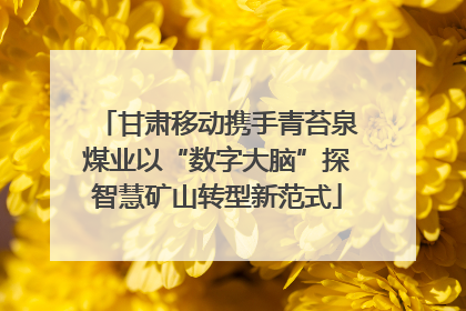 甘肃移动携手青苔泉煤业以“数字大脑”探智慧矿山转型新范式
