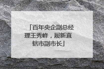 百年央企副总经理王秀峰，履新直辖市副市长