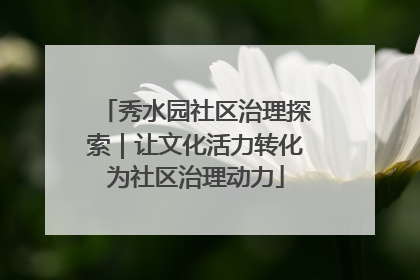 秀水园社区治理探索｜让文化活力转化为社区治理动力