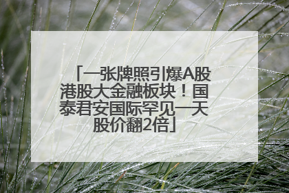 一张牌照引爆A股港股大金融板块！国泰君安国际罕见一天股价翻2倍