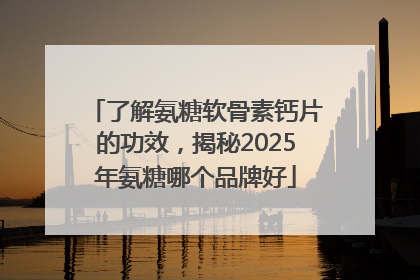 了解氨糖软骨素钙片的功效，揭秘2025年氨糖哪个品牌好