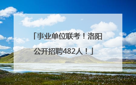 事业单位联考！洛阳公开招聘482人！