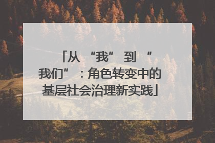 从 “我” 到 “我们”：角色转变中的基层社会治理新实践