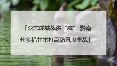众志成城战洪“魔” 黔南州多措并举打赢防汛攻坚战