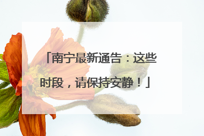 南宁最新通告：这些时段，请保持安静！