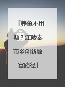 养鱼不用塘？江陵秦市乡创新致富路径
