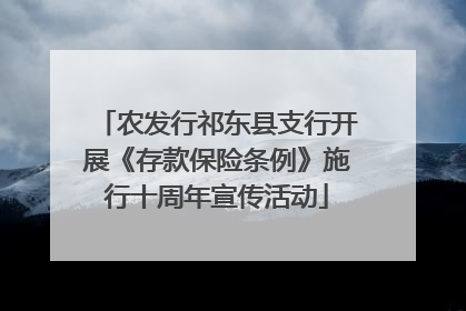 农发行祁东县支行开展《存款保险条例》施行十周年宣传活动