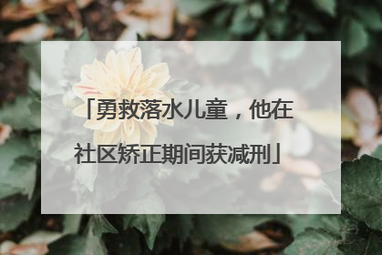 勇救落水儿童，他在社区矫正期间获减刑