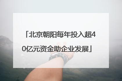 北京朝阳每年投入超40亿元资金助企业发展