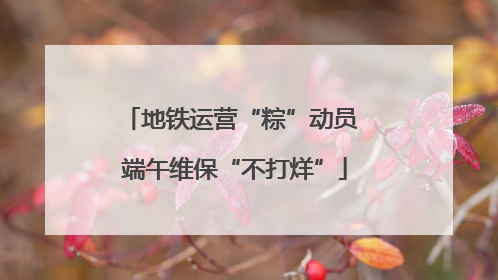 地铁运营“粽”动员 端午维保“不打烊”
