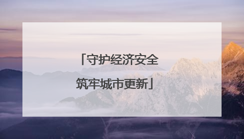 守护经济安全 筑牢城市更新