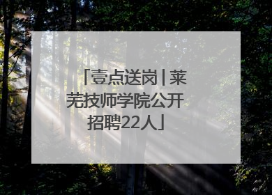 壹点送岗│莱芜技师学院公开招聘22人