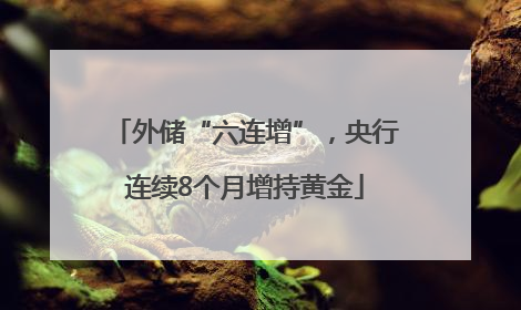 外储“六连增”，央行连续8个月增持黄金
