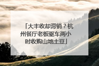 大丰收却滞销？杭州餐厅老板驱车两小时收购山地土豆