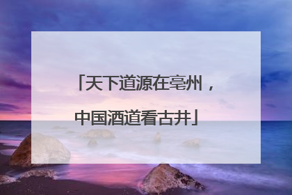 天下道源在亳州，中国酒道看古井