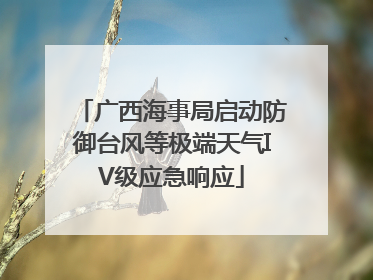 广西海事局启动防御台风等极端天气IV级应急响应