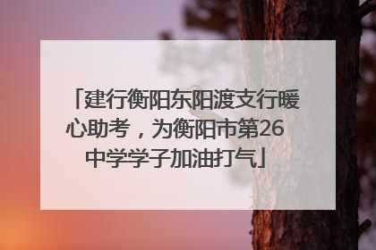 建行衡阳东阳渡支行暖心助考，为衡阳市第26中学学子加油打气