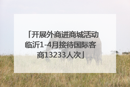 开展外商进商城活动 临沂1-4月接待国际客商13233人次