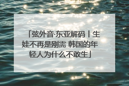 弦外音·东亚解码丨生娃不再是刚需 韩国的年轻人为什么不敢生