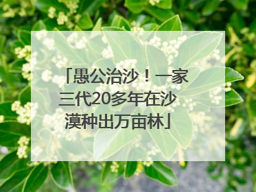 愚公治沙！一家三代20多年在沙漠种出万亩林
