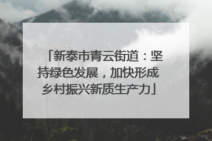 新泰市青云街道：坚持绿色发展，加快形成乡村振兴新质生产力
