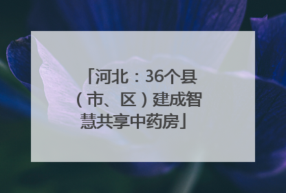河北：36个县（市、区）建成智慧共享中药房