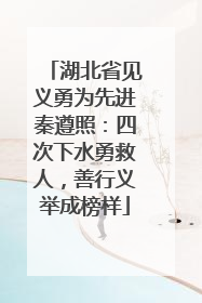 湖北省见义勇为先进秦遵照：四次下水勇救人，善行义举成榜样