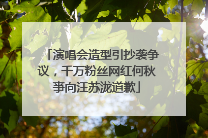 演唱会造型引抄袭争议，千万粉丝网红何秋亊向汪苏泷道歉