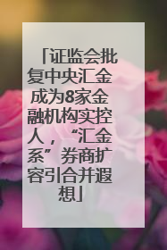 证监会批复中央汇金成为8家金融机构实控人，“汇金系”券商扩容引合并遐想