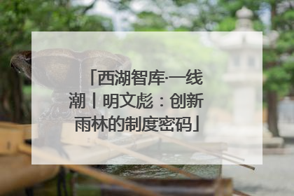 西湖智库·一线潮丨明文彪：创新雨林的制度密码