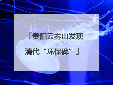 贵阳云雾山发现清代“环保碑”