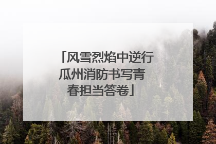 风雪烈焰中逆行 瓜州消防书写青春担当答卷
