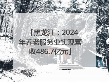 黑龙江：2024年养老服务业实现营收486.7亿元